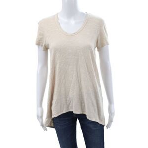 Wilt Womens Basic Plaid Cotton Scoop Neck Short Sleeve Blouse Size S